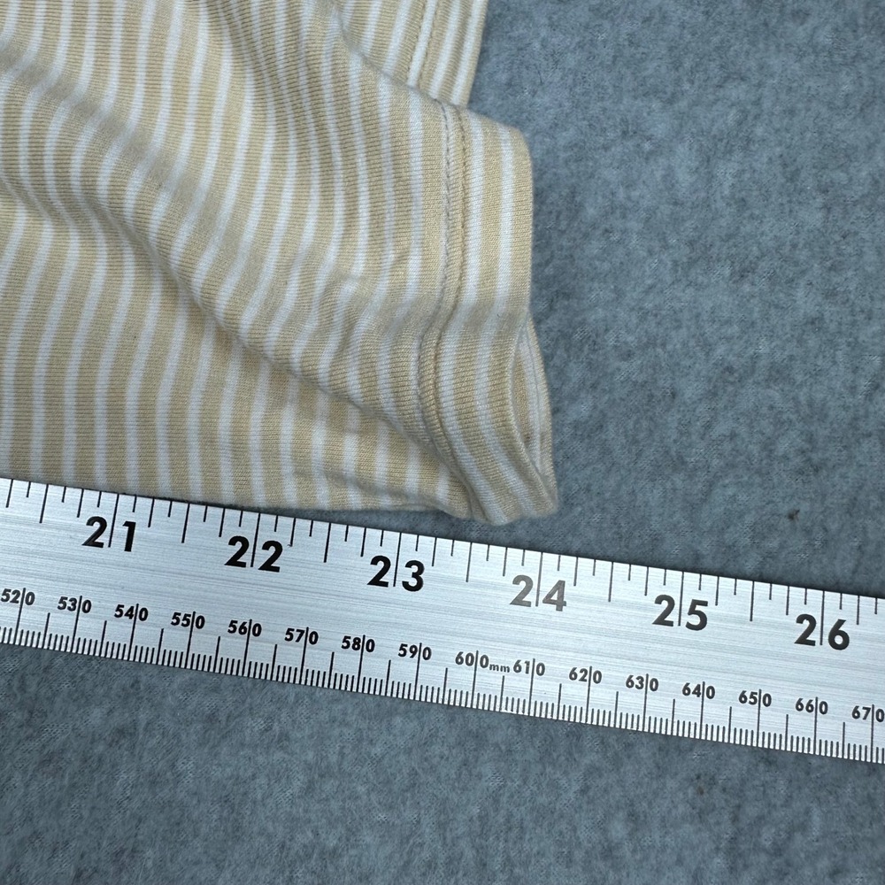 Old Navy Luxe Womens Medium Tan White Striped Short Sleeve Crew Neck T-Shirt - Picture 9 of 9